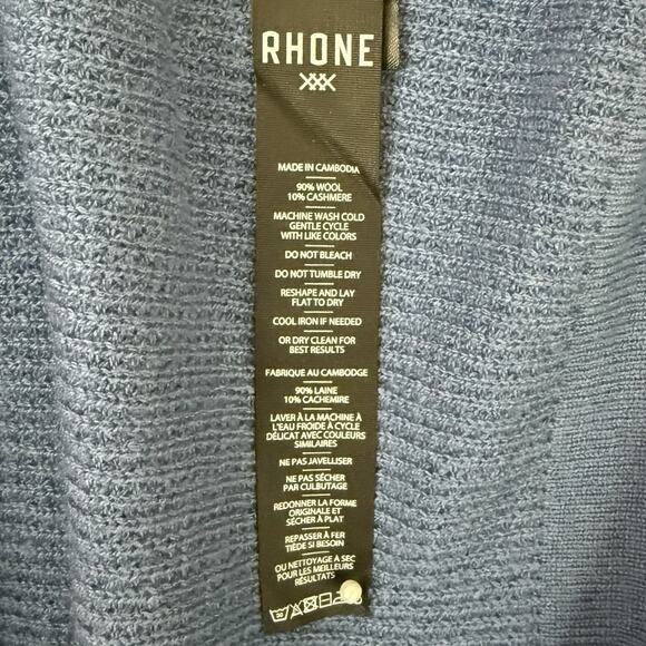 Rhone Walden Wool Cashmere Sweater Men’s Large Blue Horizon Marle NWT $178 - Picture 10 of 13
